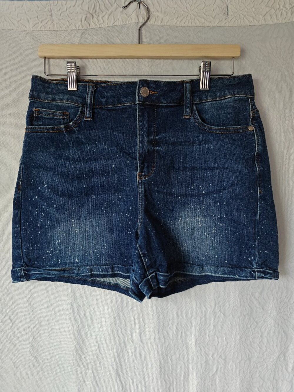 JUDY BLUE Ava Splattered High Rise Dark Wash Shorts Women Size XL
